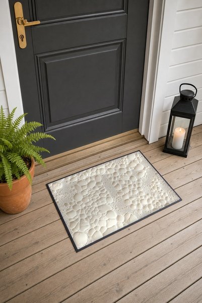 PaintedAnarchy White Embossed Bubble Texture Patterned Doormat, 40x60 cm, wit...