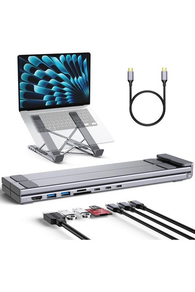 Generic 8-in-1 USB C Docking Station Stand, Foldable Laptop Stand with Hub, 4...