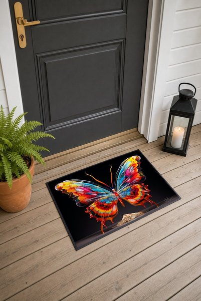 PaintedAnarchy Colorful Butterfly Dance Pattern 649 Doormat, 40x60 cm, Non-Sl...