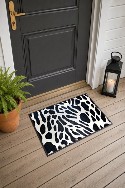 PaintedAnarchy Navy Blue and White Polka Dot Doormat, 40x60 cm, with Non-Slip...