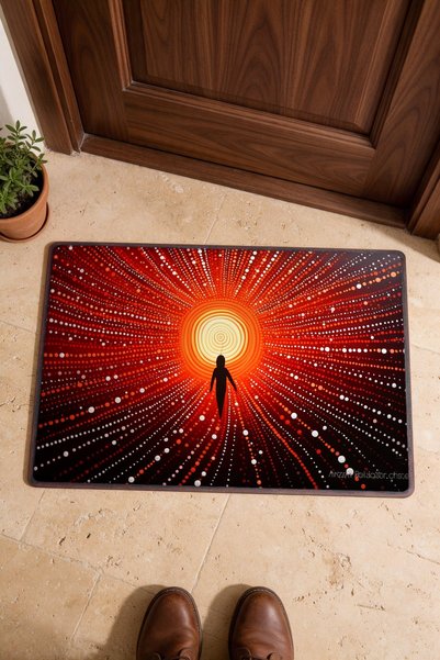 PaintedAnarchy Red and Black Beam-Patterned Doormat, 40x60 cm, with Non-Slip ...