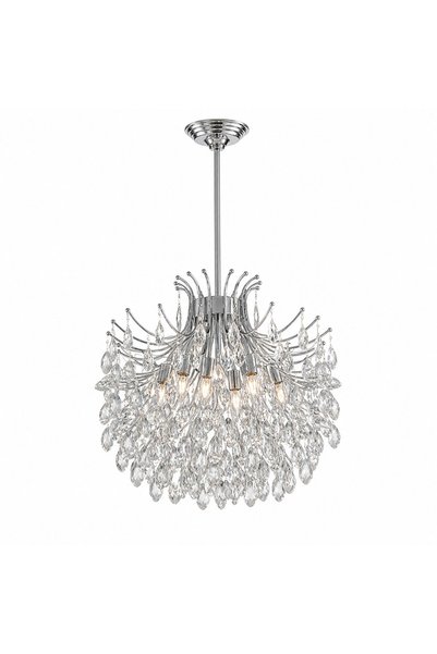 OEM Candelabru Cristal PROWES Magno, 10xE14, D60 cm, Crom Lucios, Inaltime Re...