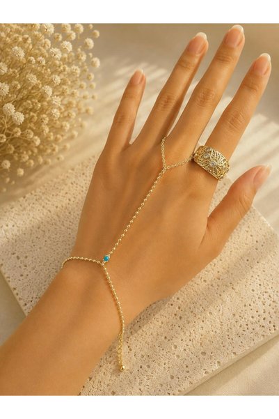nunu takı Dorika Gold Shahmeran with Blue Stones