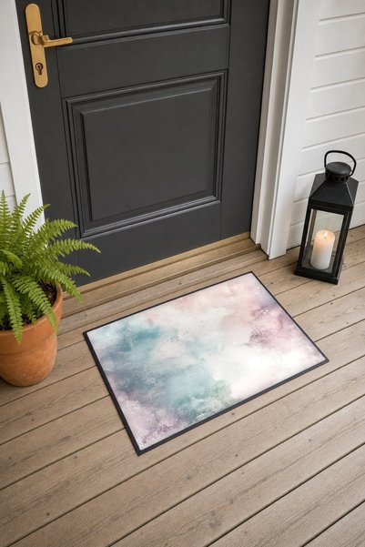PaintedAnarchy Pastel Batik Cloud-Textured Patterned Doormat, 40x60 cm, with ...