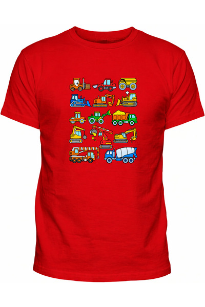 Efendioğlu Design Short-Sleeved Children's Construction Machinery Unprinted S...