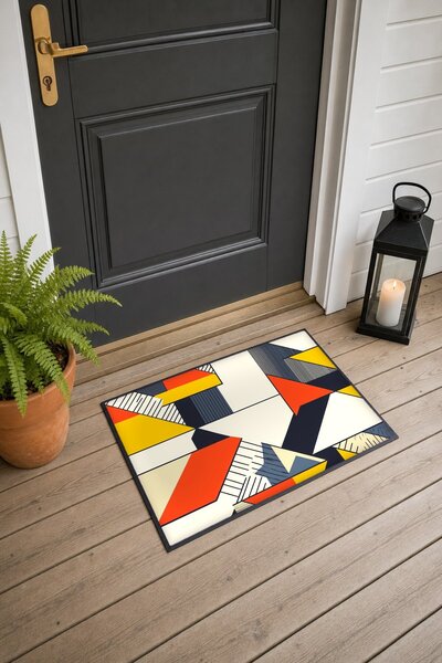 PaintedAnarchy Cream, Yellow, and Orange 3D Prism-Patterned Doormat, 40x60 cm...