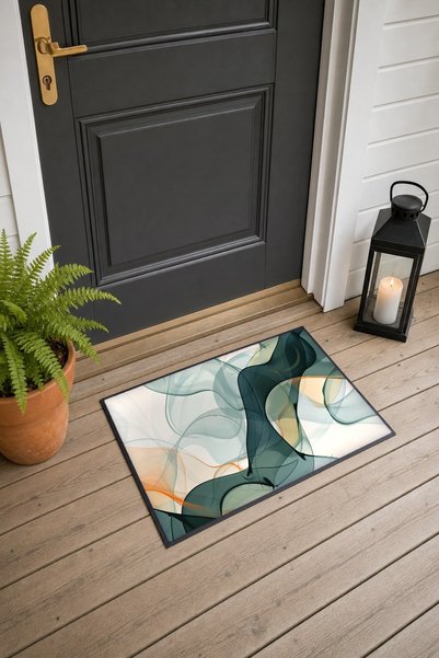PaintedAnarchy Anthracite Cream Transparent Smoke-Patterned Doormat, 40x60 cm...