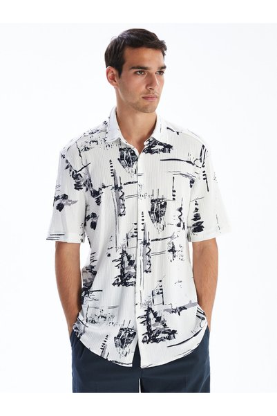 LC Waikiki Lcw Visionregular Fit Short Sleeve Patterned Men's Shirt