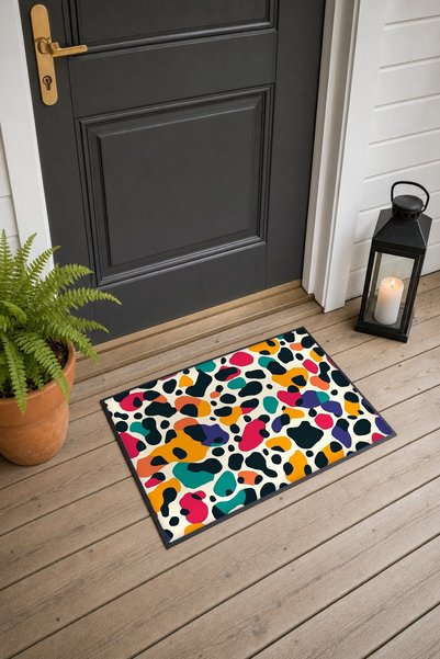 PaintedAnarchy Colorful Leopard Pattern Doormat, 40x60 cm, with Non-Slip Sole...