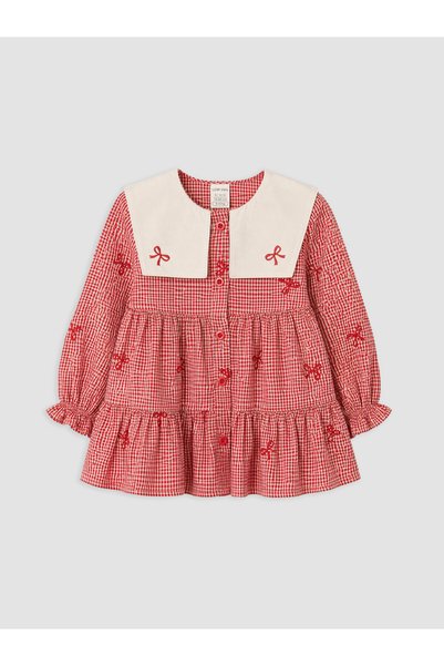 LC Waikiki Baby girl dress with an embroidered peter pan collar.