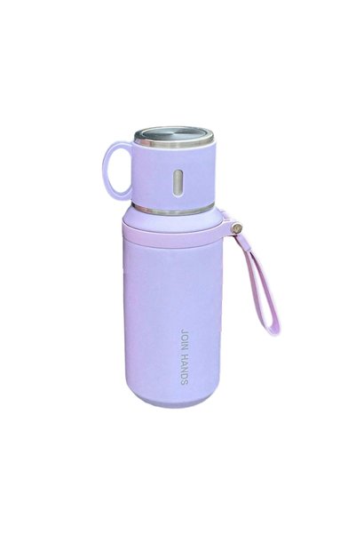 Tradesor Φορητό παγούρι-θερμός με κούπα - 650ml - 954149 - Purple
