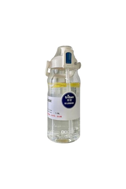 Tradesor Φορητό παγούρι πλαστικό με καλαμάκι - 1500ml - 831622 - White