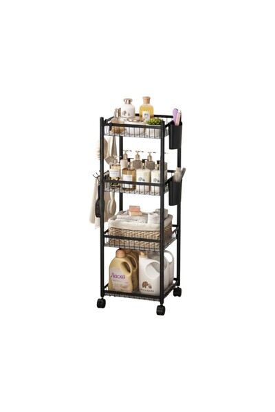 Tradesor Τροχήλατη ραφιέρα μπάνιου 4 επιπέδων - 3230-4 - 421441 - Black