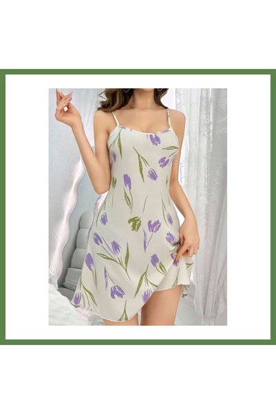 Hobibahçem Women's White Floral Print Strapless Nightgown 5109 · SIZE: L/XL ·...