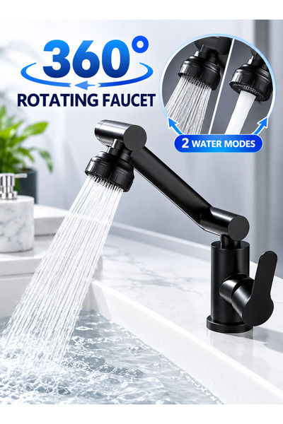 Pomefar Bathroom Sink Faucet, 360° Rotating Mixer Tap, 2 Water Flow Modes, Ad...