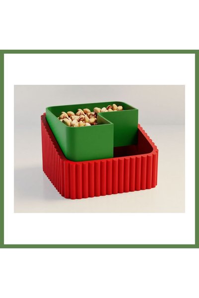Hobibahçem 3D-Printed Pistachio Bowl - Dual-Chamber Shell Separator Serving B...