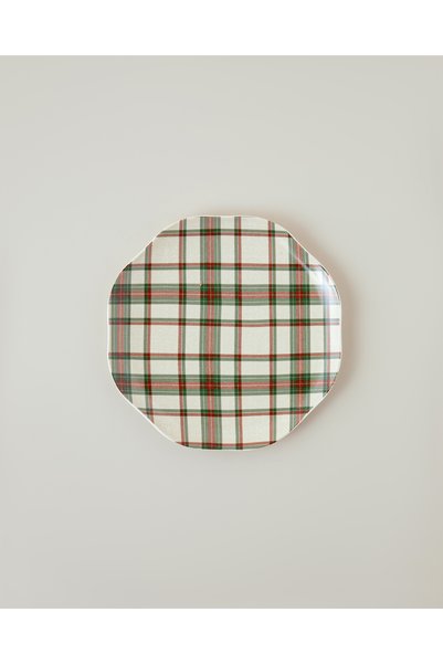English Home Winter Plaid New Bone Pasta Tabağı 20 cm Kırmızı
