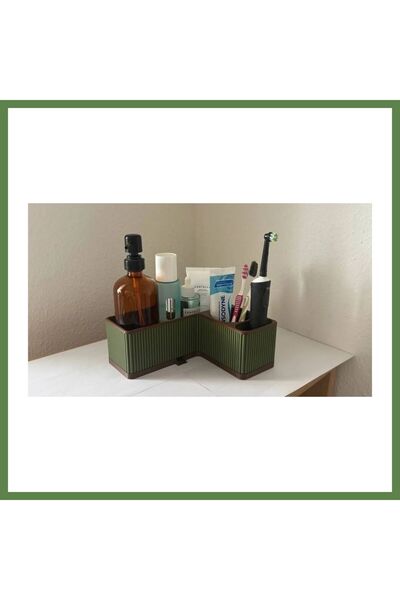 Hobibahçem 3D-Printed Corner Bathroom Organizer with Toothbrush and Skincare ...