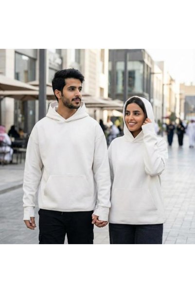 BASIC White Oversized Soft Touch Blank Cotton Pullover Sweater