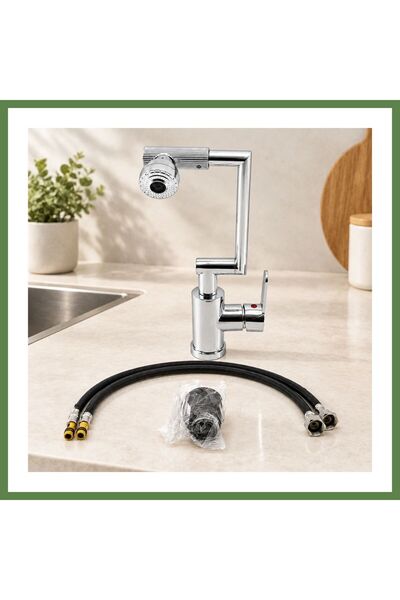 Hobibahçem Multifunctional Chrome Kitchen Faucet with 1080° Swivel, Model HB006