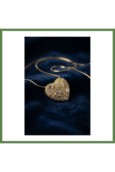 Hobibahçem 316L Steel Chain Gold-Colored Zircon Stone Necklace for Women Mode...