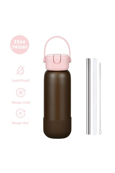 Generic Stainless Steel Insulated Sports Water Bottle 740ml Spout Handle Outdoor