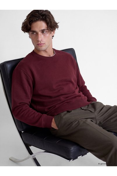 LC Waikiki LCW Vision Burgundy 3-Ply Brushed Inside Plain Comfort & Relax Men...