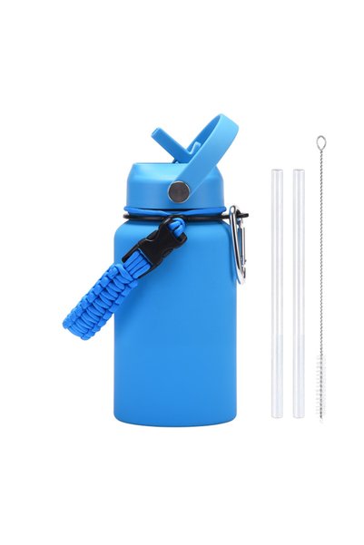 Generic Stainless Steel Insulated Water Bottle 650ml Straw Woven Rope Strap O...