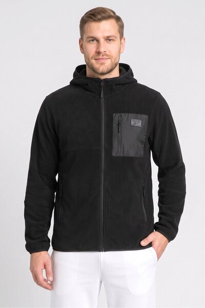 Reebok Men Sportswear Fit Long Sleeve Outdoor Hooded Jacket, Black