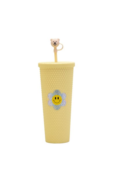Generic Double Wall Plastic Straw Cup 710ml Bow Tie DIY Sticker Travel Tumbler