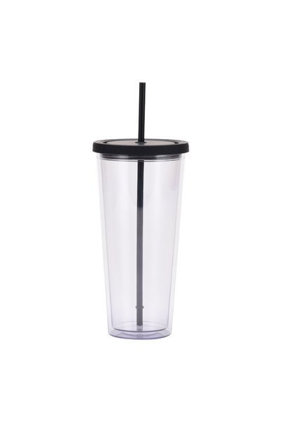 Generic Double Wall Plastic Straw Cup 1000ml with Lid Travel Tumbler