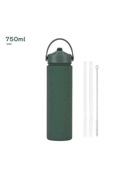 Generic Stainless Steel Wide Mouth Insulated Sports Bottle 750ml Spout Handle...