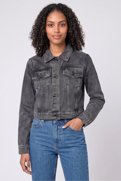 Walter Baker Women Washed Denim Jacket, Grey