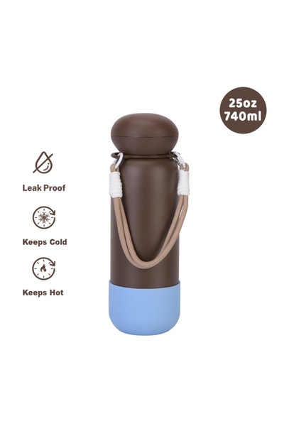 Generic Stainless Steel Insulated Water Bottle 740ml Rope Handle Outdoor Sports