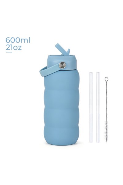 Generic 304 Stainless Steel Sports Water Bottle 600ml Wide Mouth Handle Spout...