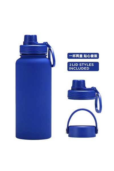 Generic Stainless Steel Insulated Sports Bottle 1L Dual Lid Dual Drink Outdoor
