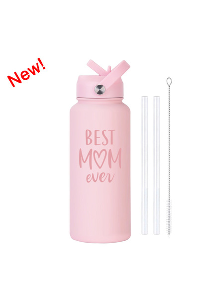 Generic Stainless Steel Insulated Sports Water Bottle 1L Printed Straw Handle...
