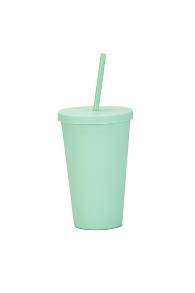 Generic Double Wall Plastic Straw Cup 450ml Frosted Portable Travel Tumbler