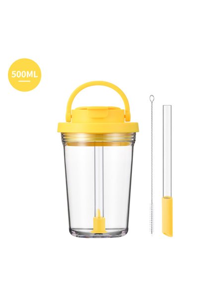 Generic Tritan Flip Straw Tumbler 500ml Wide Mouth for Bubble Tea Portable
