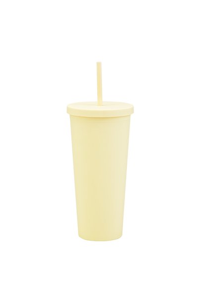 Generic Double Wall Plastic Straw Cup 700ml Frosted Outdoor Travel Tumbler