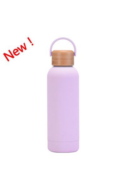 Generic Insulated Water Bottle 500ml Small Mouth Handle Bamboo Lid Outdoor Sp...