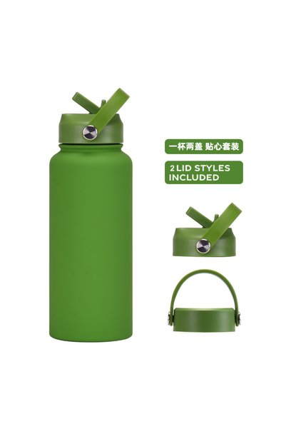 Generic Stainless Steel Insulated Sports Water Bottle 1L Wide Mouth Straw Han...