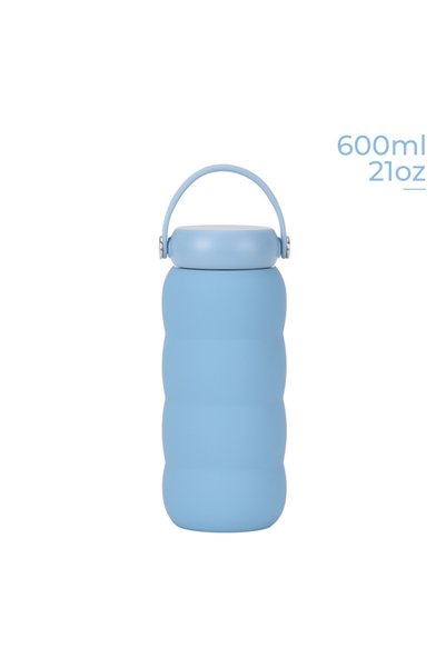 Generic Stainless Steel Sports Water Bottle 600ml Wide Mouth Handle Outdoor I...
