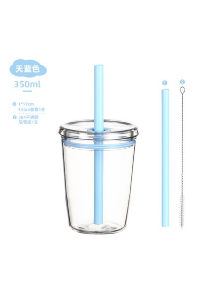 Generic Tritan Straw Tumbler 350ml Portable Coffee Cup for Bubble Tea Daily Use