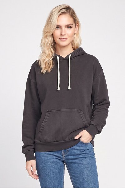 Monki Women Solid Long Sleeve Hoodie, Grey