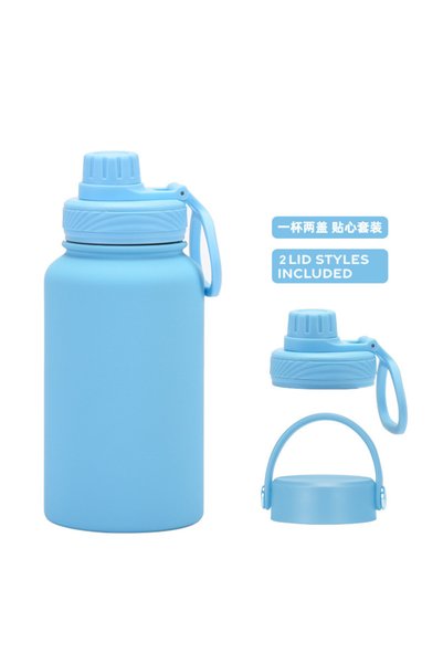 Generic Stainless Steel Insulated Sports Bottle 650ml Dual Lid Dual Drink Out...