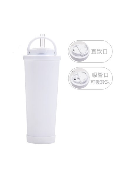 Generic كوب معزول بسعة 830 مل مع مقبض مزدوج للشرب، مناسب للشاي بالفقاعات والر...