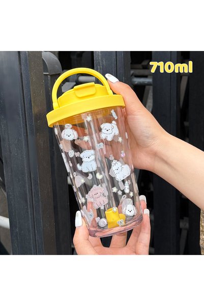 Generic Tritan Straw Tumbler 710ml Telescopic Straw Printed for Bubble Tea