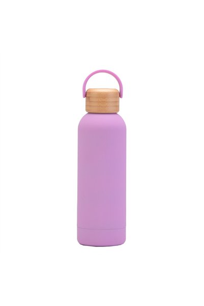 Generic Insulated Water Bottle 500ml Small Mouth Bamboo Lid Handle Outdoor Sp...