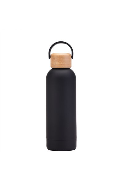 Generic Insulated Water Bottle 500ml Small Mouth Bamboo Lid Handle Outdoor Sp...